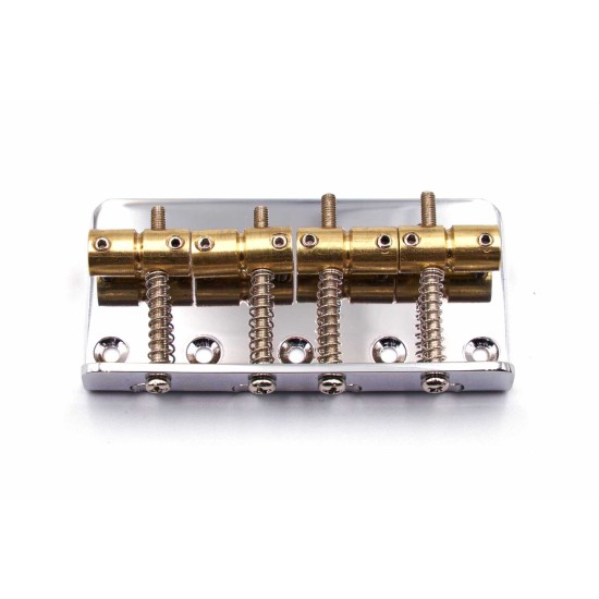 Brokk Classic Standard 4 String Bass Bridge - Chrome - Brass Saddles